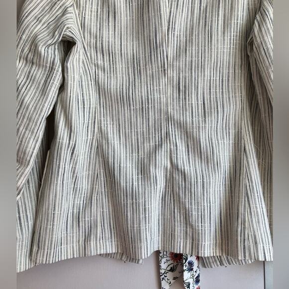 Anthropologie Cartonnier RARE Striped Fringed Linen White Blazer Women’s Size 8 - Picture 10 of 13